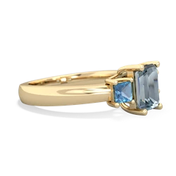 Aquamarine Three Stone Emerald-Cut Trellis 14K Yellow Gold ring R4021