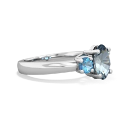 Aquamarine Three Stone Oval Trellis 14K White Gold ring R4024