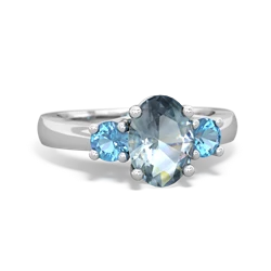 Aquamarine Three Stone Oval Trellis 14K White Gold ring R4024