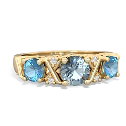 Aquamarine Hugs And Kisses 14K Yellow Gold ring R5016