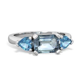 Aquamarine Three Stone 14K White Gold ring R5235