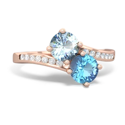 Aquamarine Channel Set Two Stone 14K Rose Gold ring R5303