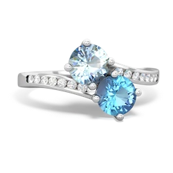 Aquamarine Channel Set Two Stone 14K White Gold ring R5303