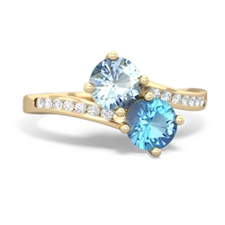 Aquamarine Channel Set Two Stone 14K Yellow Gold ring R5303