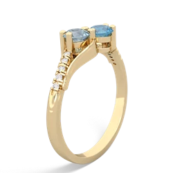 Aquamarine Infinity Pave Two Stone 14K Yellow Gold ring R5285