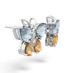 Aquamarine Butterfly 14K White Gold earrings E2215