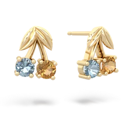 Aquamarine Sweet Cherries 14K Yellow Gold earrings E7001