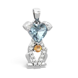 Aquamarine Puppy Love 14K White Gold pendant P5800