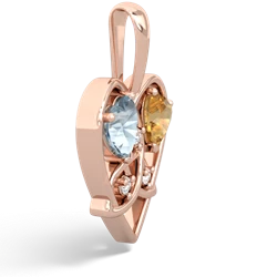 Aquamarine Celtic Trinity Heart 14K Rose Gold pendant P5331