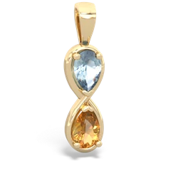 Aquamarine Infinity 14K Yellow Gold pendant P5050