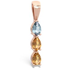 Aquamarine Dew Drops 14K Rose Gold pendant P2251