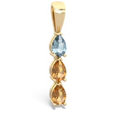 Aquamarine Dew Drops 14K Yellow Gold pendant P2251