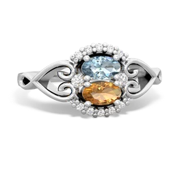 Aquamarine Love Nest 14K White Gold ring R5860