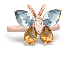 Aquamarine Butterfly 14K Rose Gold ring R2215