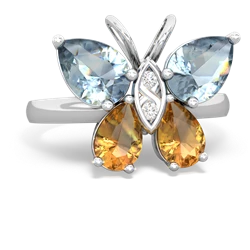 Aquamarine Butterfly 14K White Gold ring R2215