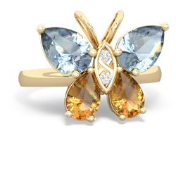 Aquamarine Butterfly 14K Yellow Gold ring R2215