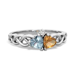 Aquamarine Heart To Heart Braid 14K White Gold ring R5870
