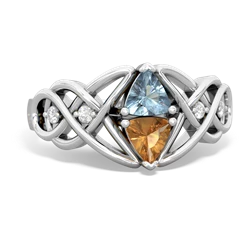 Aquamarine Keepsake Celtic Knot 14K White Gold ring R5300