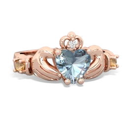 Aquamarine Claddagh Keepsake 14K Rose Gold ring R5245