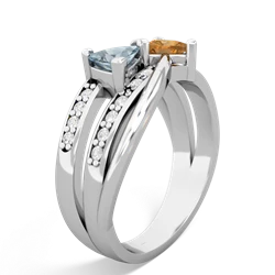 Aquamarine Bowtie 14K White Gold ring R2360
