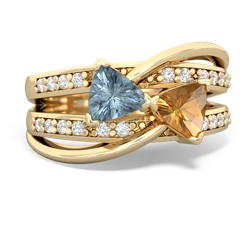 Aquamarine Bowtie 14K Yellow Gold ring R2360