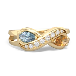 Aquamarine Diamond Infinity 14K Yellow Gold ring R5390