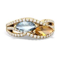 Aquamarine Diamond Rivers 14K Yellow Gold ring R3070