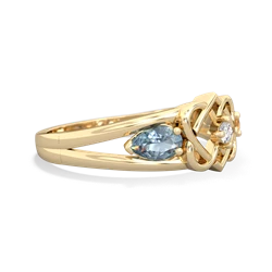 Aquamarine Hearts Intertwined 14K Yellow Gold ring R5880