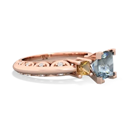 Aquamarine Eternal Embrace Engagement 14K Rose Gold ring C2001