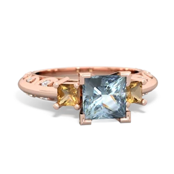 Aquamarine Eternal Embrace Engagement 14K Rose Gold ring C2001