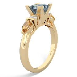 Aquamarine 6Mm Princess Eternal Embrace Engagement 14K Yellow Gold ring C2002