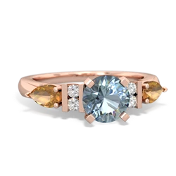 Aquamarine 6Mm Round Eternal Embrace Engagement 14K Rose Gold ring R2005