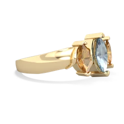 Aquamarine Three Peeks 14K Yellow Gold ring R2433