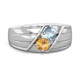 Aquamarine Men's Streamline 14K White Gold ring R0460