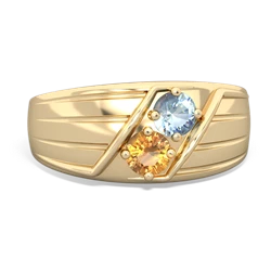 Aquamarine Men's Streamline 14K Yellow Gold ring R0460