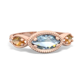 Aquamarine Milgrain Marquise 14K Rose Gold ring R5700