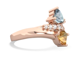 Aquamarine Heart To Heart 14K Rose Gold ring R2064