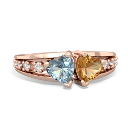 Aquamarine Heart To Heart 14K Rose Gold ring R3342