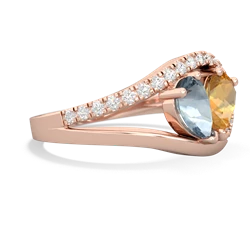 Aquamarine Nestled Heart Keepsake 14K Rose Gold ring R5650