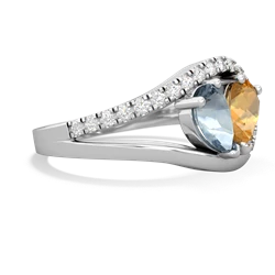 Aquamarine Nestled Heart Keepsake 14K White Gold ring R5650