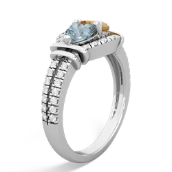 Aquamarine Art-Deco Keepsake 14K White Gold ring R5630