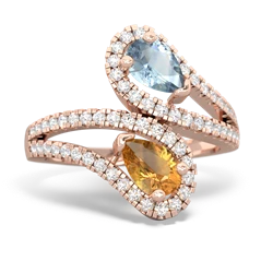 Aquamarine Diamond Dazzler 14K Rose Gold ring R3000