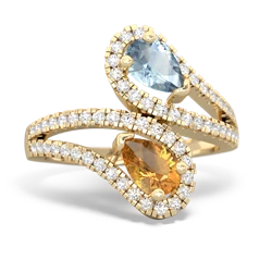 Aquamarine Diamond Dazzler 14K Yellow Gold ring R3000