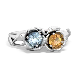 Aquamarine Rose Garden 14K White Gold ring R5510