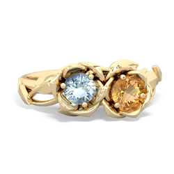 Aquamarine Rose Garden 14K Yellow Gold ring R5510