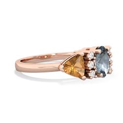 Aquamarine Antique Style Three Stone 14K Rose Gold ring R2186