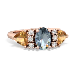 Aquamarine Antique Style Three Stone 14K Rose Gold ring R2186