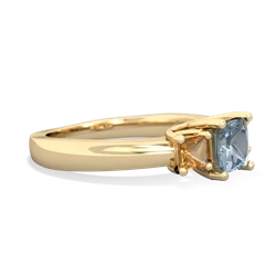 Aquamarine Three Stone Trellis 14K Yellow Gold ring R4015