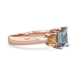 Aquamarine Three Stone Emerald-Cut Trellis 14K Rose Gold ring R4021