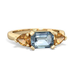 Aquamarine Three Stone 14K Yellow Gold ring R5235